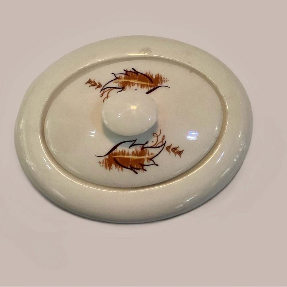 Vintage MCM Knowles Sugar Bowl Leaves and Wheat Design - Picture 2 of 8